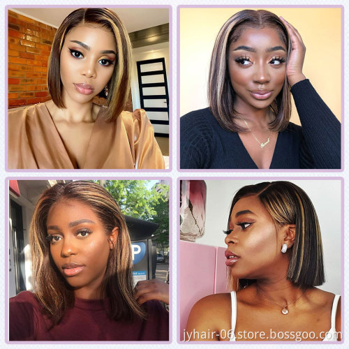 Wholesale Highlight Wig Lace Front Human Hair,  Highlighted Human Hair Full Lace Wigs,   Lace Front Wigs For Black Woman